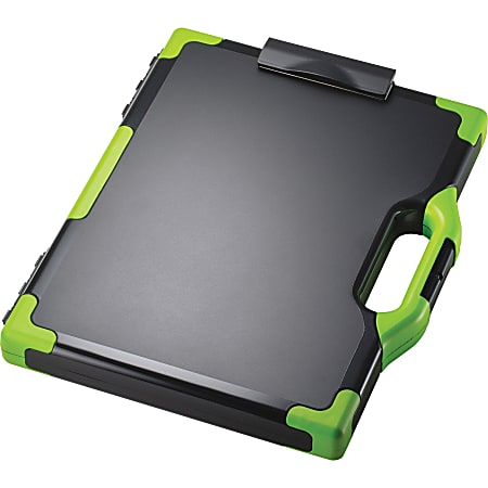 Officemate® OIC® Carry-All Clipboard Box, 15 1/2"H x12 1/2"W x 2 1/4"D, Black/Green