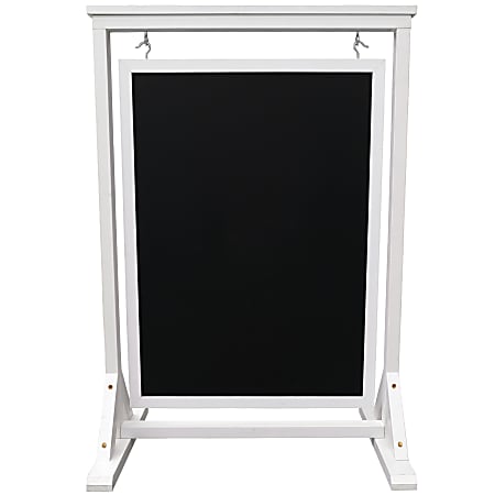 Excello Global Products Double-Sided Swinging Magnetic Indoor/Outdoor Chalkboard Sign, Steel, 40" x 28", Black, White Wood Frame