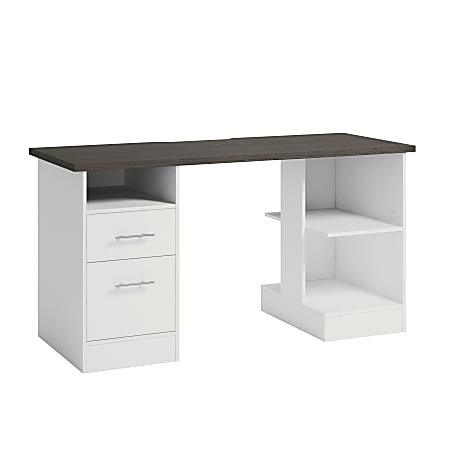 Sauder Select 59"W Gaming Computer Desk, White/Charcoal Ash