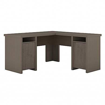 Bush Business Furniture Bristol Modern 59"W L-Shaped Corner Desk With Storage Cabinets And Shelves, Restored Gray/Thread Gray, Standard Delivery