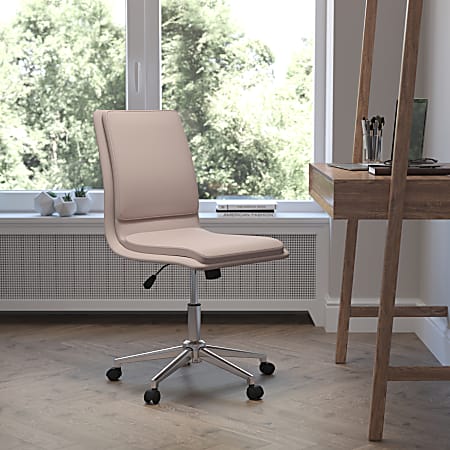 Flash Furniture Madigan Faux Leather Mid-Back Armless Swivel Task Office Chair, Taupe