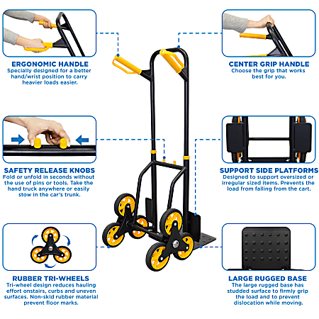 Aluminum Stair Climbing Cart, 2 In 1 Heavy-Duty Stair Climber Hand Truck With Dual Handles 6 Wheels 2 Elastic Ropes Extendable Base Plate