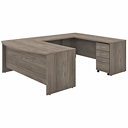 Bush Business Furniture Studio C 72"W U-Shaped Corner Desk With Mobile File Cabinet, Modern Hickory, Standard Delivery