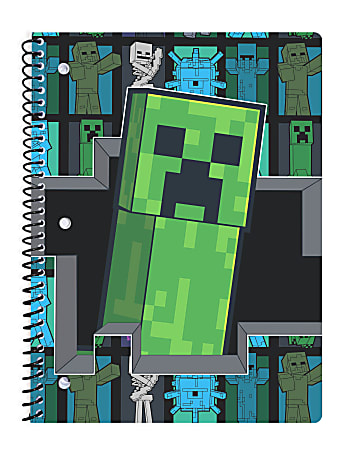 Innovative Designs Licensed Notebook, 11” x 8-1/2”, Single Subject, Wide Ruled, 70 Sheets, Minecraft