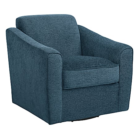 Office Star Cassie Fabric Swivel Accent Armchair, 29-1/2”H x 29-1/2”W x 32-3/4”D, Navy
