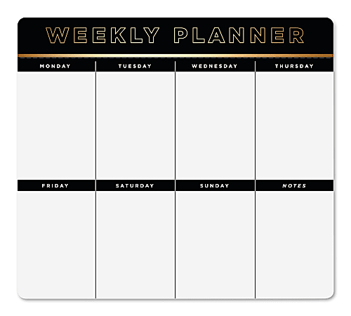 Office Depot® Brand Weekly Desk Calendar Mouse Pad, 9” x 8”, Black And White, NS9856K