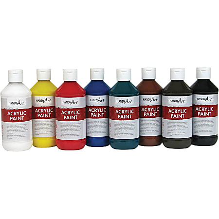 Handy Art® Acrylic Paint, 8 Oz., Assorted Colors, Pack Of 8