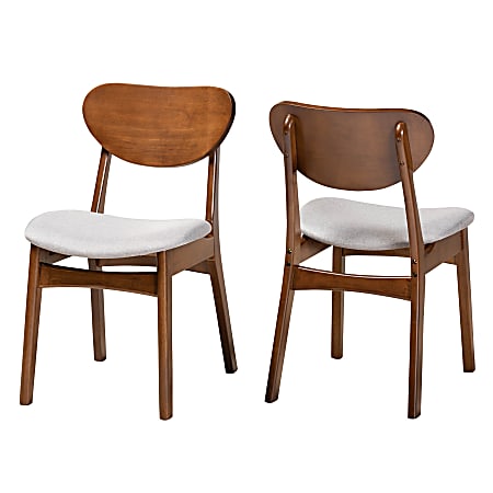 Baxton Studio Katya Dining Chairs, Gray/Walnut Brown, Set Of 2 Chairs
