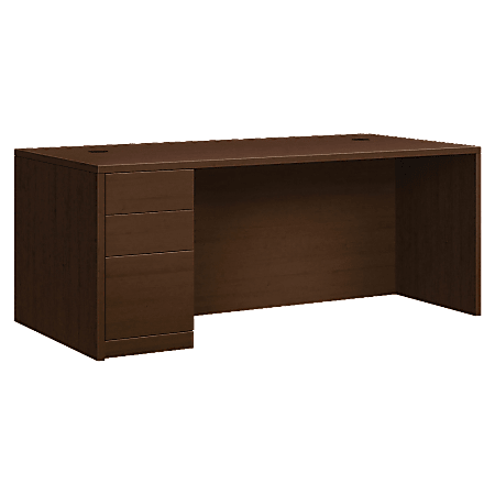 HON® 10500 Series 72" W Left Pedestal Desk, Mocha