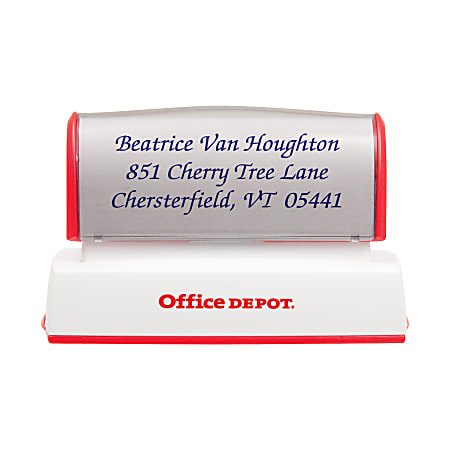 Custom Office Depot® Brand Pre-Inked Stamp, 1" x 3-3/16" Impression