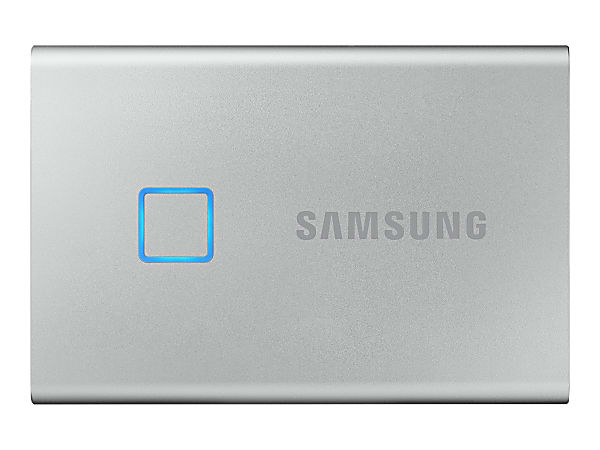 Samsung T7 Touch MU-PC1T0S - SSD - encrypted - 1 TB - external (portable) - USB 3.2 Gen 2 (USB-C connector) - 256-bit AES - silver