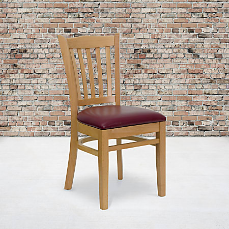 Flash Furniture Vertical Slat Back Restaurant Chair, Burgundy/Natural
