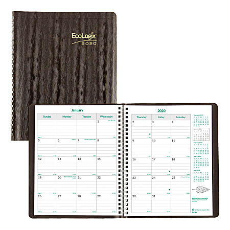Brownline® EcoLogix 14-Month Planner, 8-7/8" x 7-1/8", Black, December 2019 to January 2021
