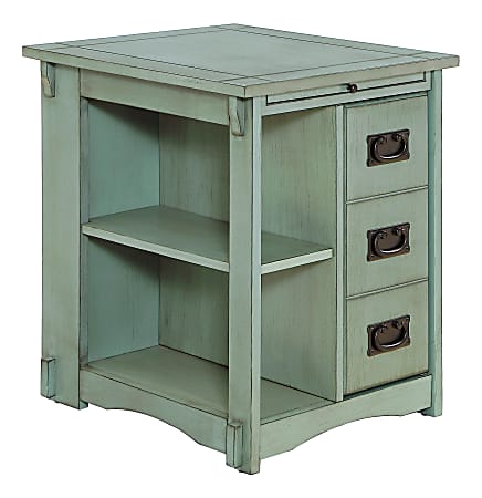 Powell Molina Side Table, 24”H x 18-3/8”W x 22-5/8”D, Teal