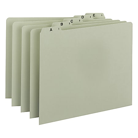 Smead® A-Z Pressboard File Guides, 1/5 Cut, Letter Size, 100% Recycled, Green, Set Of 25