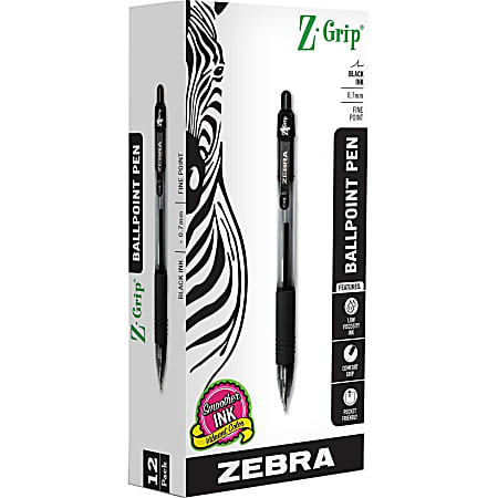 Zebra F 301 Ballpoint Pens Bold Point 1.6 mm Stainless Steel Barrel Black  Ink Pack Of 12 Pens - Office Depot