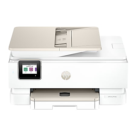 HP ENVY Photo 7975 Wired & Wireless Inkjet Multifunction Printer - Color - White/Light Portobello - Copier/Printer/Scanner - 15 ppm Mono/10 ppm Color Print - 4800 x 1200 dpi Print - Flatbed/ADF Scanner - Wireless LAN - USB - For Plain Paper Print - 1