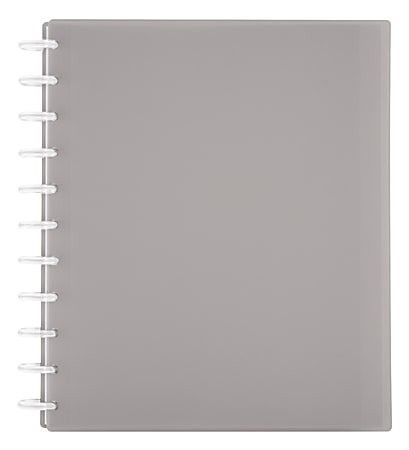 TUL® Discbound Student Notebook, Letter Size, 3-Subject, Narrow Ruled, 75 Sheets, Poly Cover, Gray