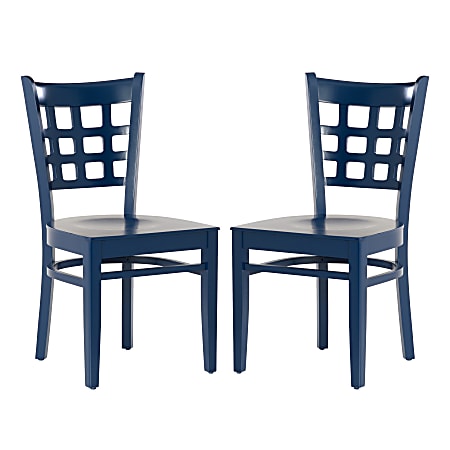 Linon Lassen Side Chairs, Navy, Set Of 2 Chairs