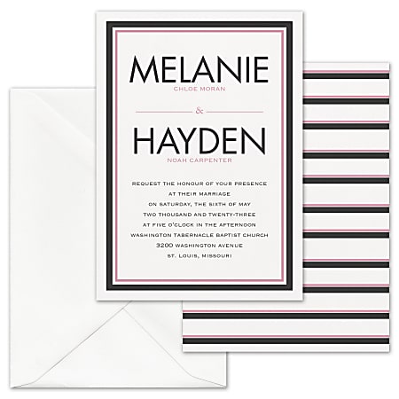 Custom Wedding & Event Invitations With Envelopes, Double-Lined Border, 5" x 7", Box Of 25 Invitations