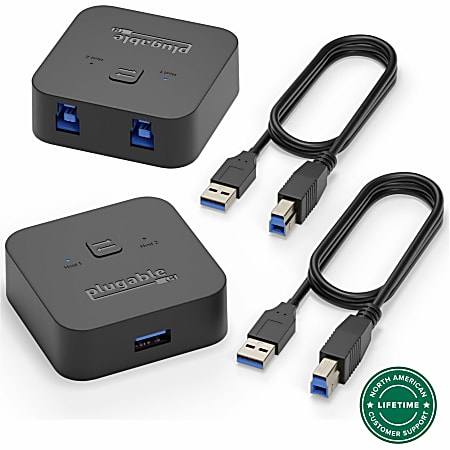 Plugable USB 3.0 Sharing Switch for One-Button Swapping of USB Device or Hub Between Two Computers - (AB Switch)