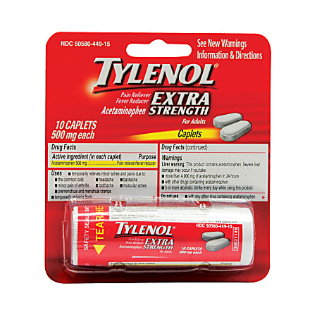 Tylenol Extra-Strength Blister Packs, Pack Of 10