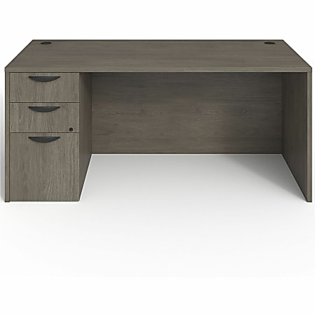 Lorell® Prominence 2.0 66"W Left-Pedestal Computer Desk, 95% Recycled, Gray Elm