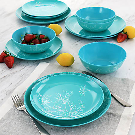 Spice By Tia Mowry Dinnerware Set, Melamine, Cinnamon Twist, 12 Pieces