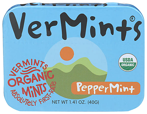 VerMints Organic Breath Mints, Peppermint, 1.41 Oz, Total Qty 6