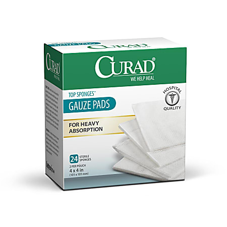 CURAD® Sterile Post-Op Top Sponges, 4" x 4", White, Pack Of 24