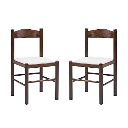 Linon Polzen Side Chairs, Walnut/Beige, Set Of 2 Chairs