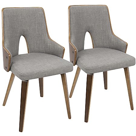 LumiSource Stella Chairs, Walnut/Light Gray, Set Of 2 Chairs