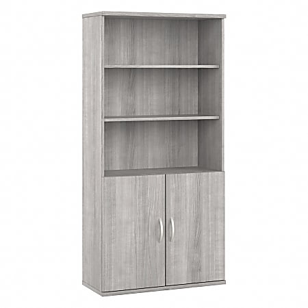 Bush Business Furniture Studio A 73"H 5-Shelf Bookcase With Doors, Platinum Gray, Standard Delivery