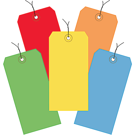 Partners Brand Shipping Tags, Prewired, 100% Recycled, 4 3/4" x 2 3/8", Assorted Colors, Case Of 1,000