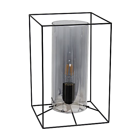 Lalia Home Metal Framed Table Lamp, 11-13/16"H, Clear Shade/Black Base