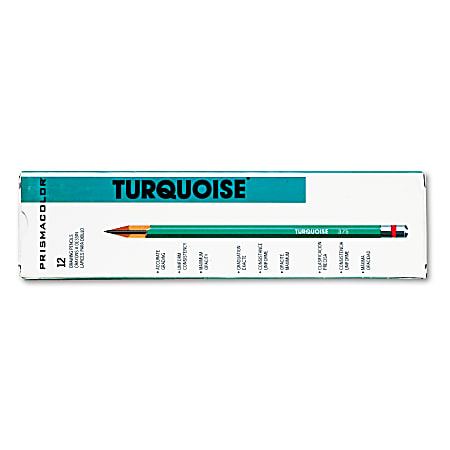 Sanford® Wood Pencils, 4B Lead, 2 mm, Turquoise Barrel, Turquoise Lead, Pack Of 12
