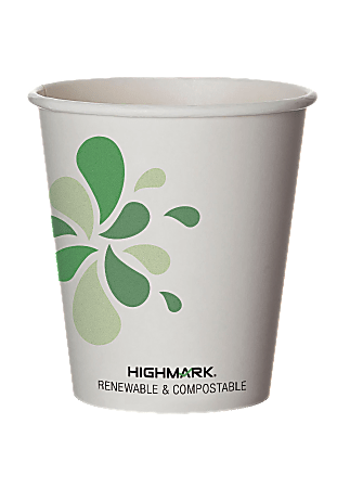 Highmark® ECO Compostable Hot Coffee Cups, 10 Oz, White, Pack Of 500