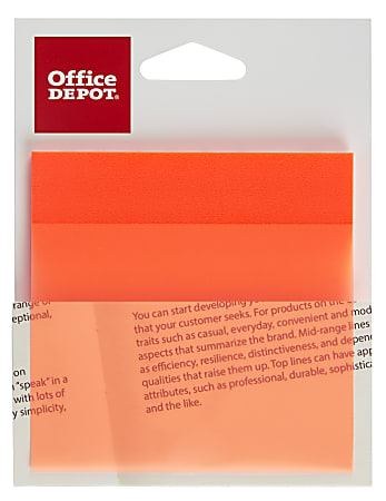 Office Depot® Brand Translucent Sticky Notes, 3" x 3", Orange, 50 Notes Per Pad, Pack Of 2 Pads