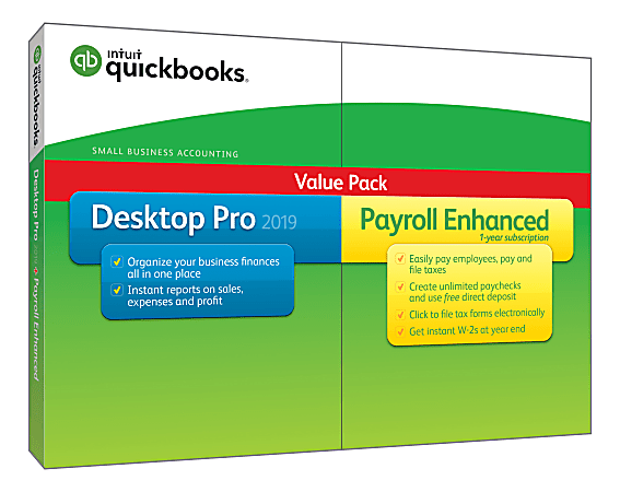 Intuit® QuickBooks® Desktop Pro 2019 With Enhanced Payroll, Disc