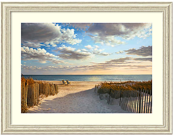 Amanti Art Sunset Beach Framed Art Print By Daniel Pollera, 33 3/4"H x 44 1/4"W, Whitewash