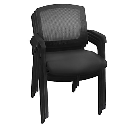 Regency Knight Mesh Stacking Chairs, Black, Pack Of 4 Chairs