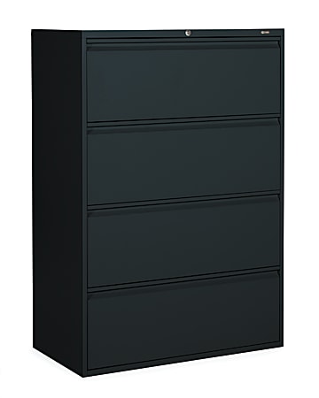 Global® Metal Lateral File, 4-Drawer, 51 7/8"H x 36"W x 19 1/4"D, Black