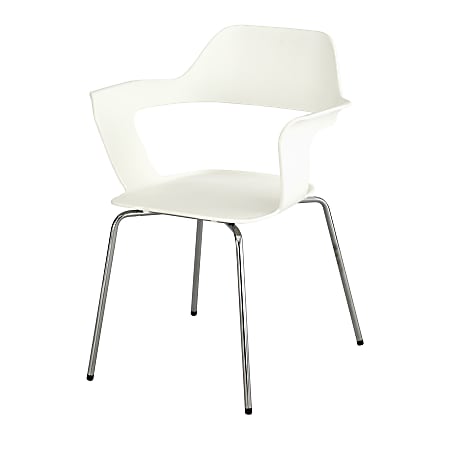Safco® Bandi™ Shell Stacking Chairs, White/Silver, Set Of 2