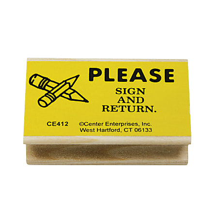 Center Enterprise Stamps, "Please Sign and Return", 1 1/2'' x 2 1/2'', Pack Of 6