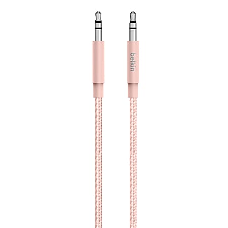 Belkin® MIXIT Metallic Auxiliary Cable, 4', Rose Gold