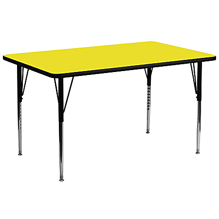 Flash Furniture 30"W Rectangular Height-Adjustable Activity Table, Yellow