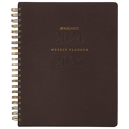 2024-2025 AT-A-GLANCE® Signature Collection Academic Weekly/Monthly Planner, 8-1/2" x 11”, Brown, July To July, YP905A09