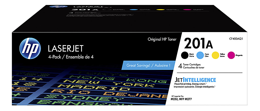 HP 201A Black And Cyan, Magenta, Yellow Toner Cartridges, Pack Of 4, CF400AQ1