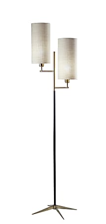 Adesso® Davis Floor Lamp, 69-3/4"H, Matte Black/Antique Brass