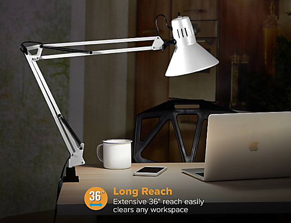 Bostitch Swing Arm LED Desk Lamp With Clamp 36 H BlackWhite